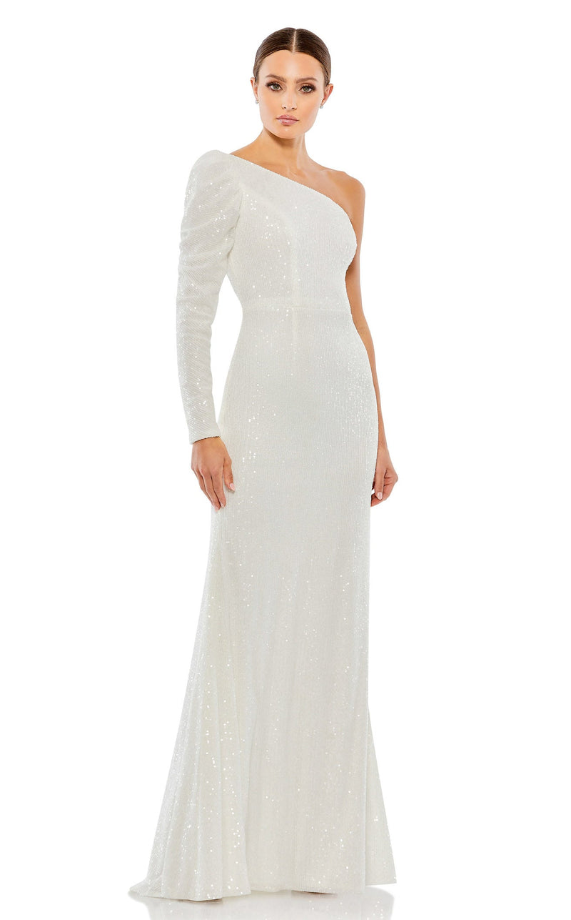 mac duggal white dress